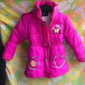Melina Girls Detachable Hooded Puffer Jacket Pink size 5/6